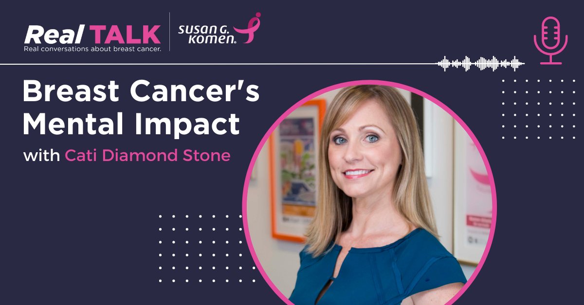 During this #NationalMentalHealthAwarenessMonth, listen to Cati Diamond Stone, a breast cancer survivor and Komen's Vice President of Community Health, discuss the mental and emotional impact of breast cancer: bit.ly/424VBPn