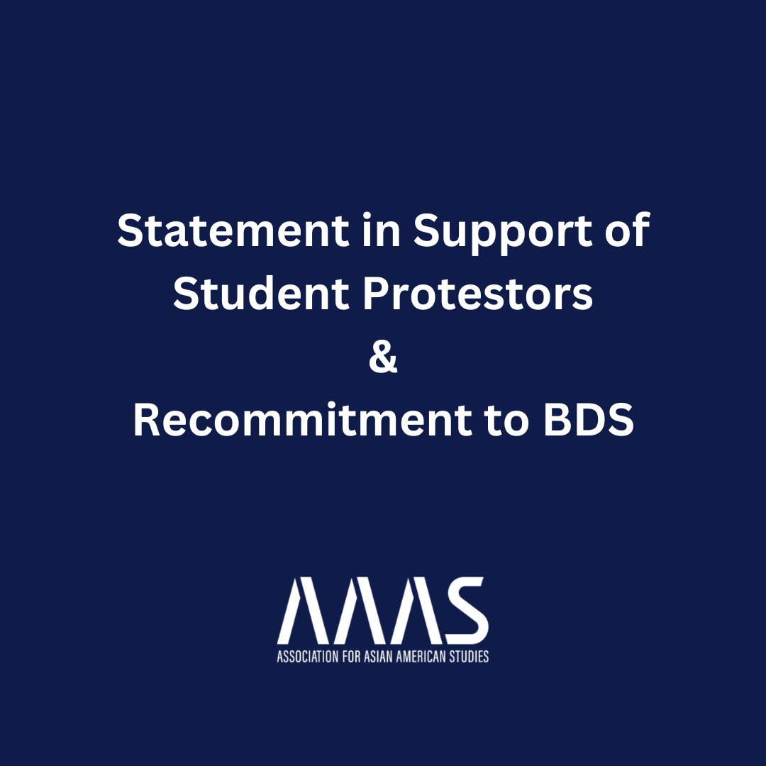 The Association for Asian American Studies writes to strongly support and affirm students, communities, and campus protestors in their call for an end to complicity in Palestinian genocide. Full statement available here: aaastudies.org/advocacy-state…