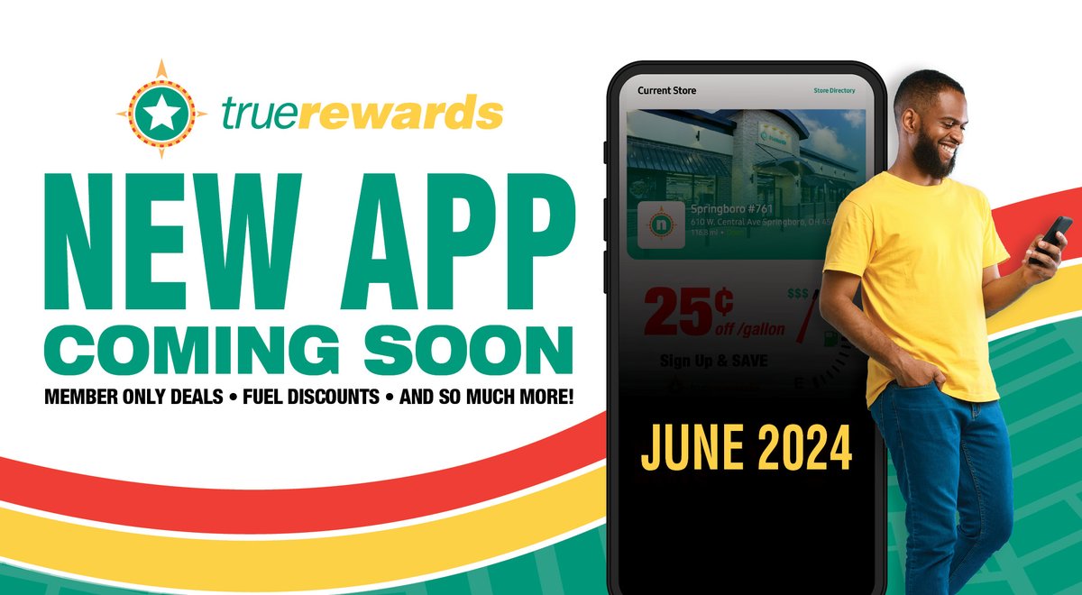 NEW APP COMING SOON!📱 Check out the truerewards mobile app from truenorth stores! bit.ly/4bnPBq2

Members get exclusive offers, coupons, and stackable fuel savings all in one.⛽ Starting in June, find the app in the Apple or Google Play Store. <a href="/truenorthstores/">truenorth</a>