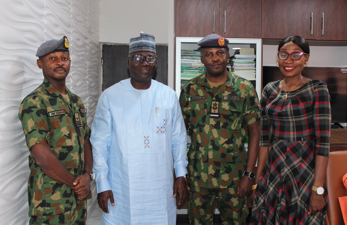 The Registrar, Pharmacy Council of Nigeria (PCN), Pharm. Ibrahim Babashehu Ahmed, received Air Commodore (Pharm.) David Babalola, Deputy Director, Doctrinal Development, Air Warfare Centre, Nigerian Air Force, Abuja, on a courtesy visit on May 6, 2024.