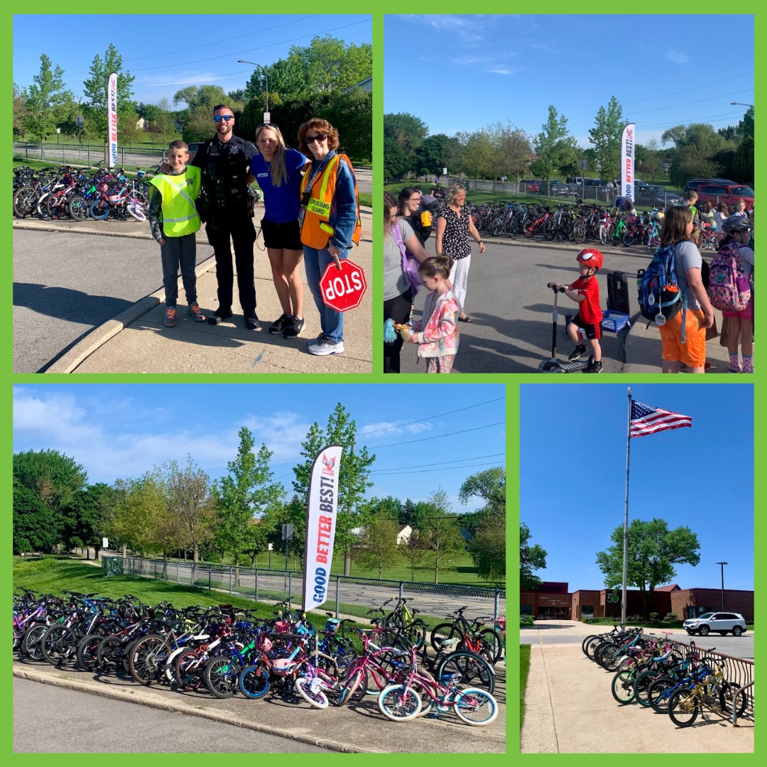 🚴‍♀️ Yesterday, Kingsley Elementary celebrated National #BikeandRolltoSchoolDay! Over 100 students and families pedaled to school, filling our bike racks to the brim! Special thanks to Detective Merrihew for joining us in promoting safe and active travel to school. #Elevate203