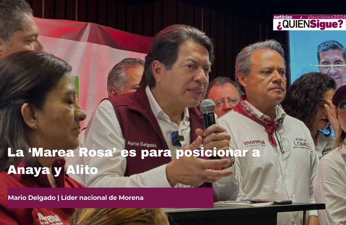 #QUIÉNSIGUE| 👤👇Quienes marchen en la ‘Marea Rosa’, este 19 de mayo, lo harán a favor de Alejandro Moreno y Ricardo Anaya , para que ocupen lugares en el Senado de la República, aseveró Mario Delgado Carrillo noticiasdequeretaro.com.mx/2024/05/10/la-… #NOTICIASDEQUERETARO