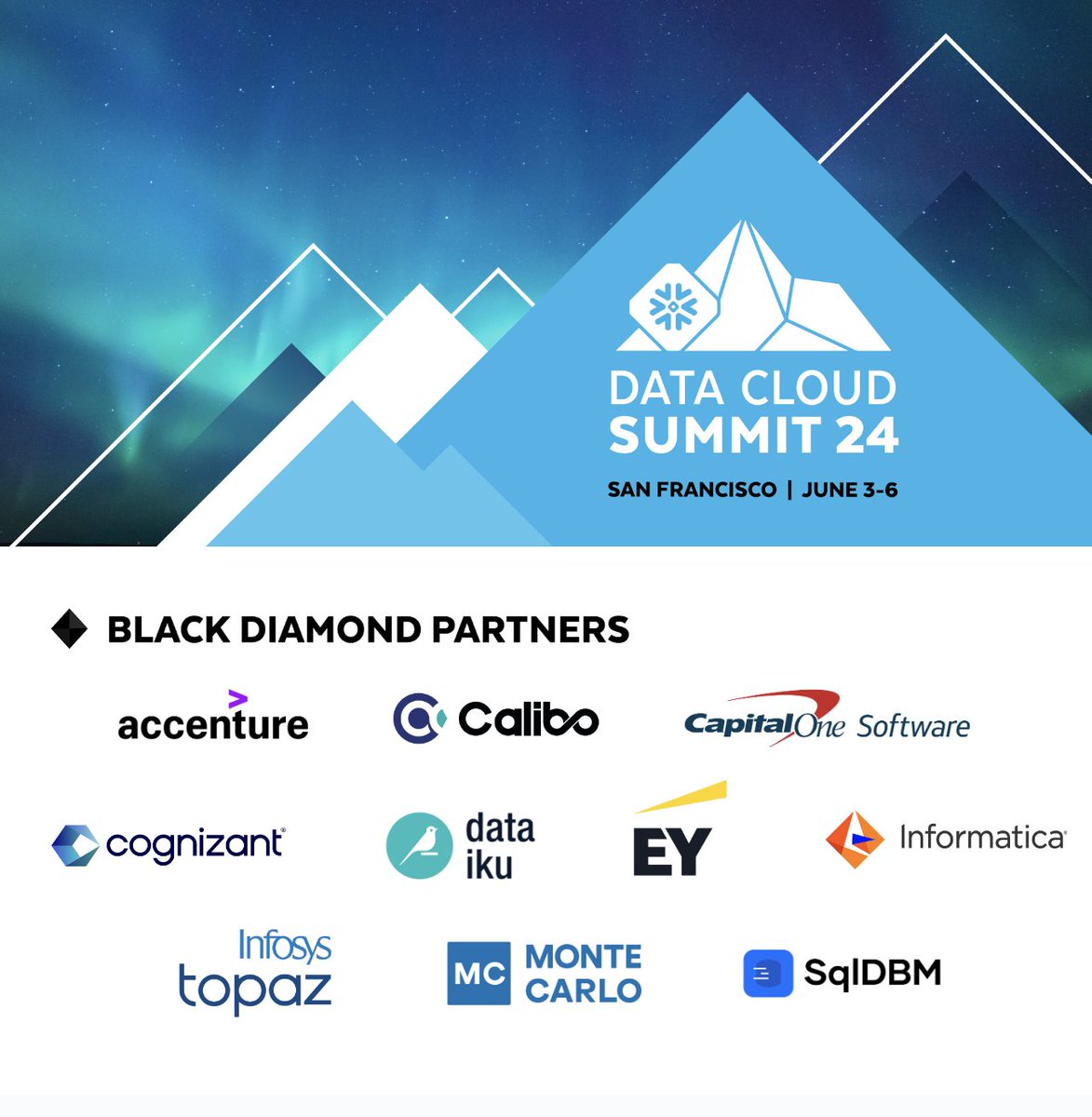 Thrilled to host our Black Diamond partners at #DataCloudSummit: @Accenture @CaliboLLC Capital One @Cognizant @Dataiku EY Ecosystems @Informatica @Infosys @bm_datadowntime SqlDBM Summit is just around the corner and we can’t wait to see you there!