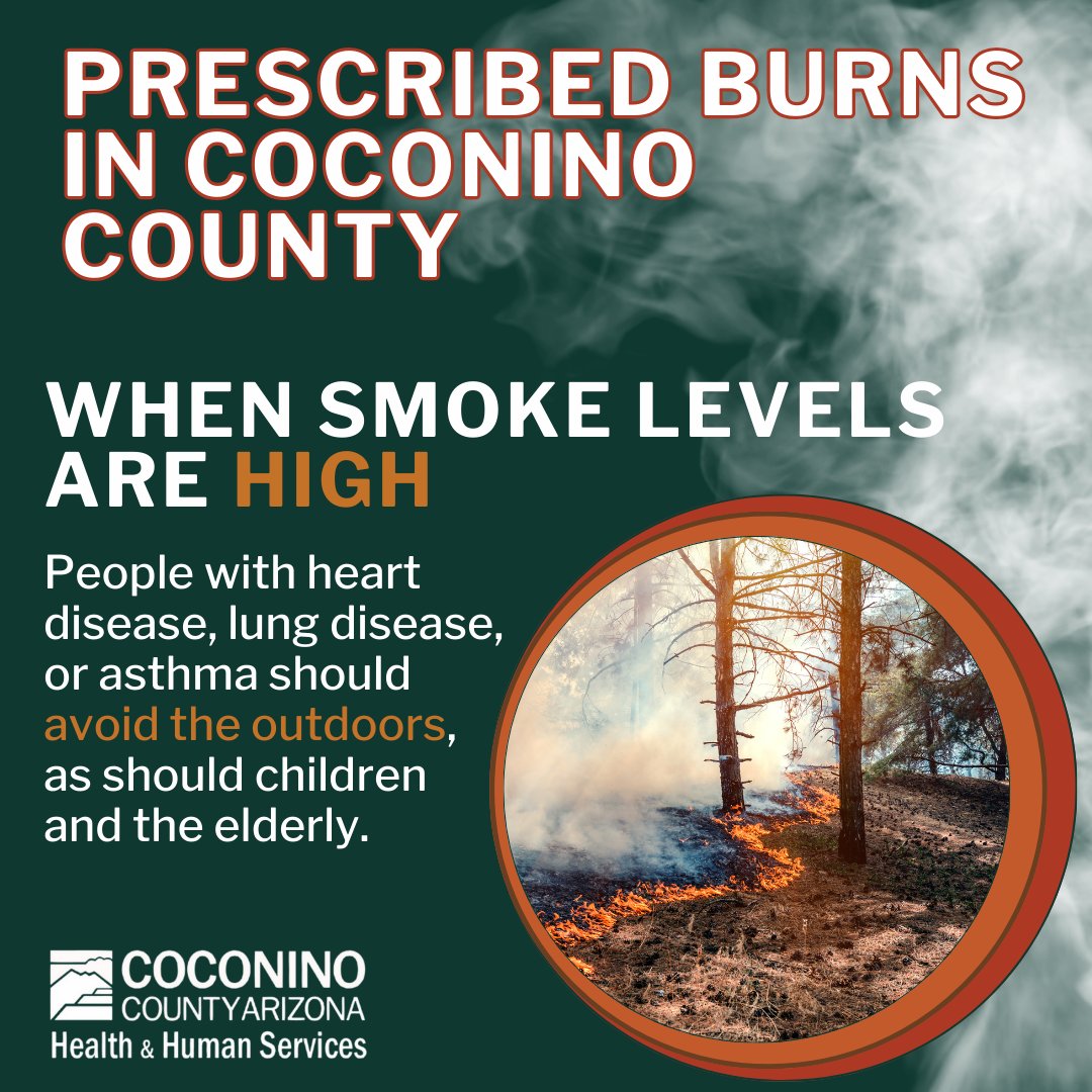 Follow preventative measures when smoke from wildfires or prescribed burns is present. Children, the elderly, and those with heart, lung disease, or asthma should stay indoors during high smoke levels. For more Info: bit.ly/4b01QZv
