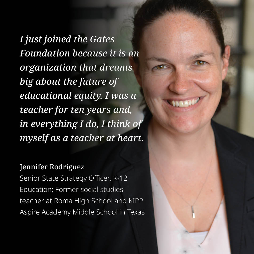 This #TeacherAppreciationWeek we’re celebrating educators, including former teachers on our staff, working to improve education systems & expand learning opportunities for all. 🍎✍️ Jennifer Rodríguez on the K-12 Education team has worked in education for over 20 years.
