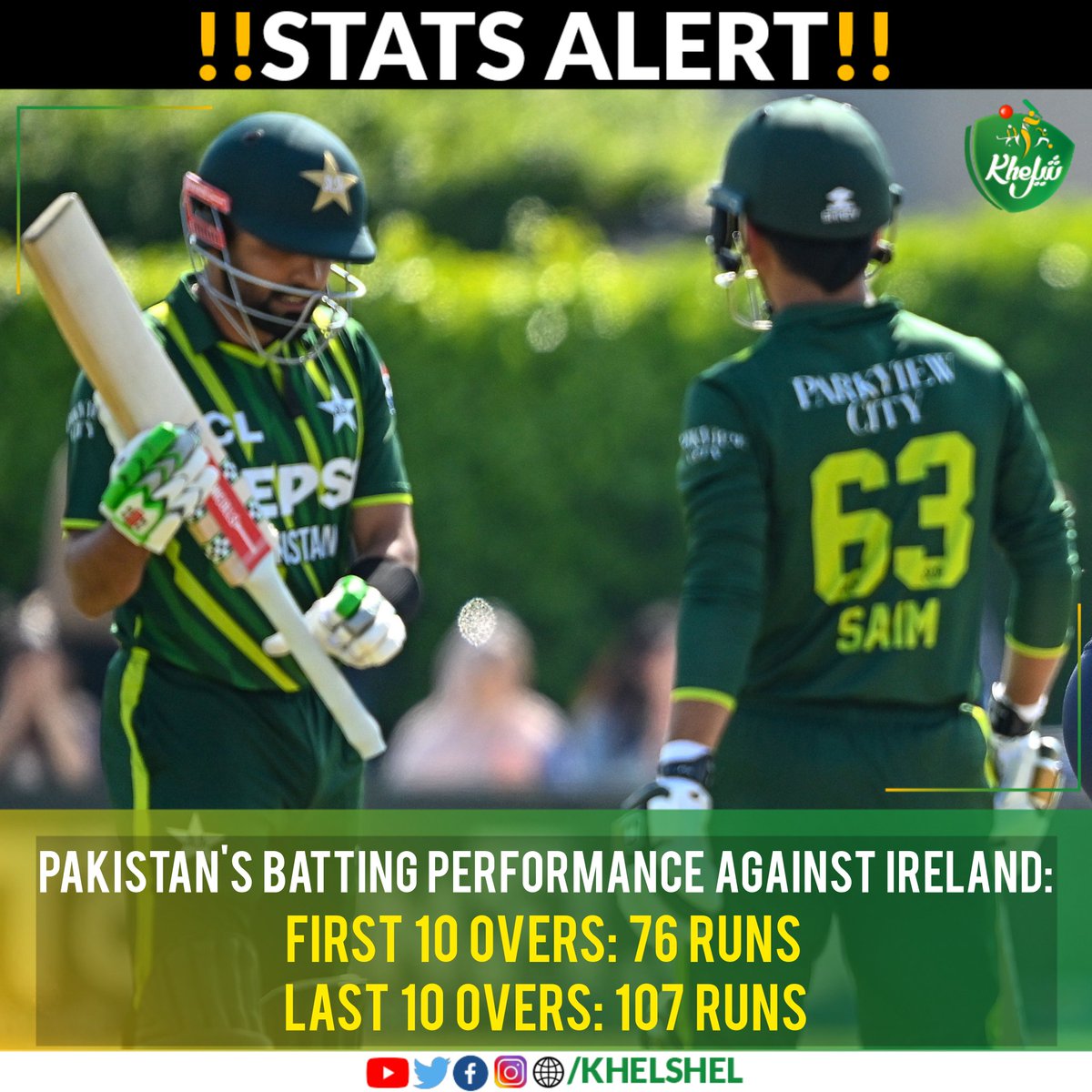 Pakistan team performance in the first 10 overs and last 10 overs. #IREvPAK | #Cricket | #Pakistan | #BabarAzam𓃵 | #Dublin | #Ireland