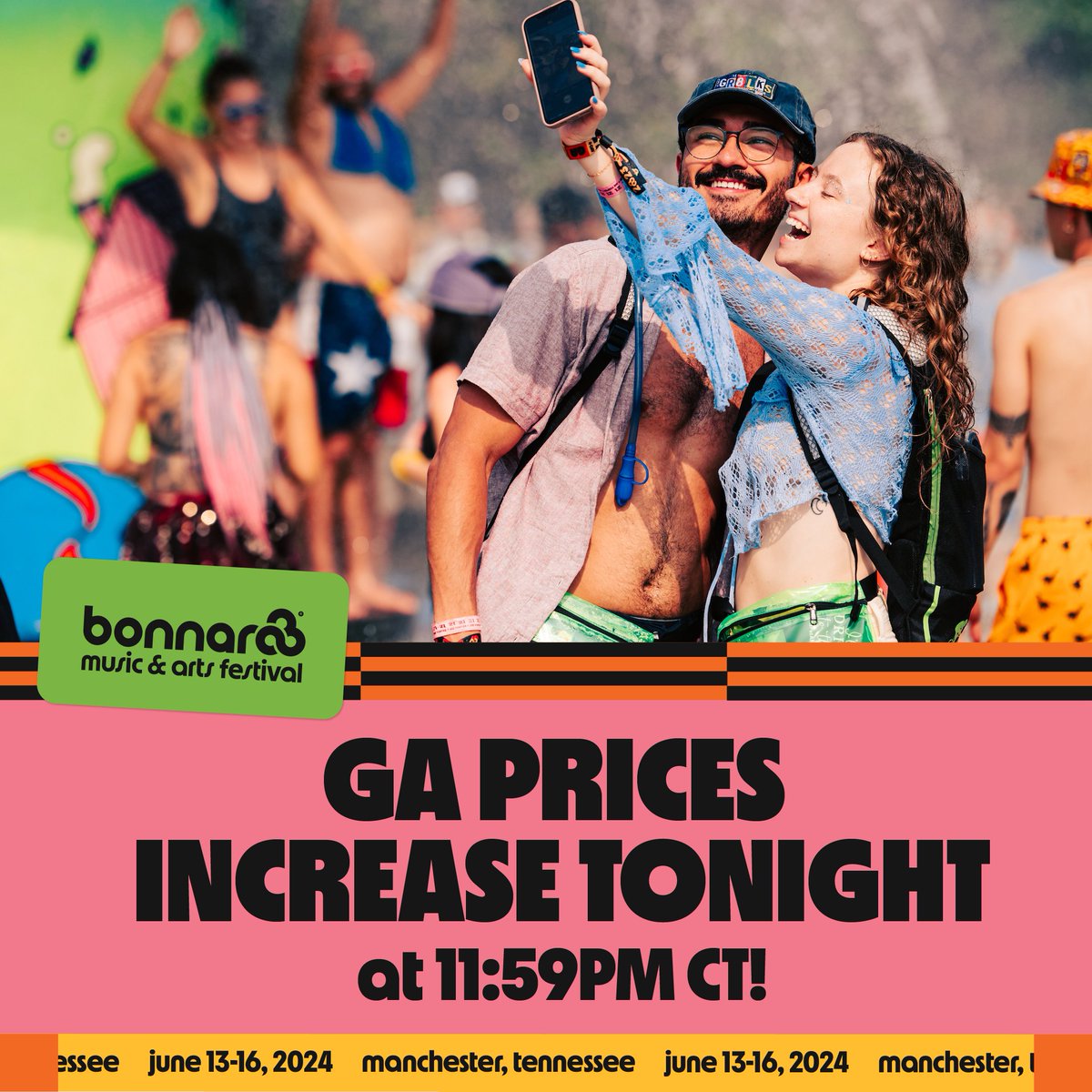 snag a ticket to the farm at the lowest possible price before midnight! bonnaroo.com/tickets
