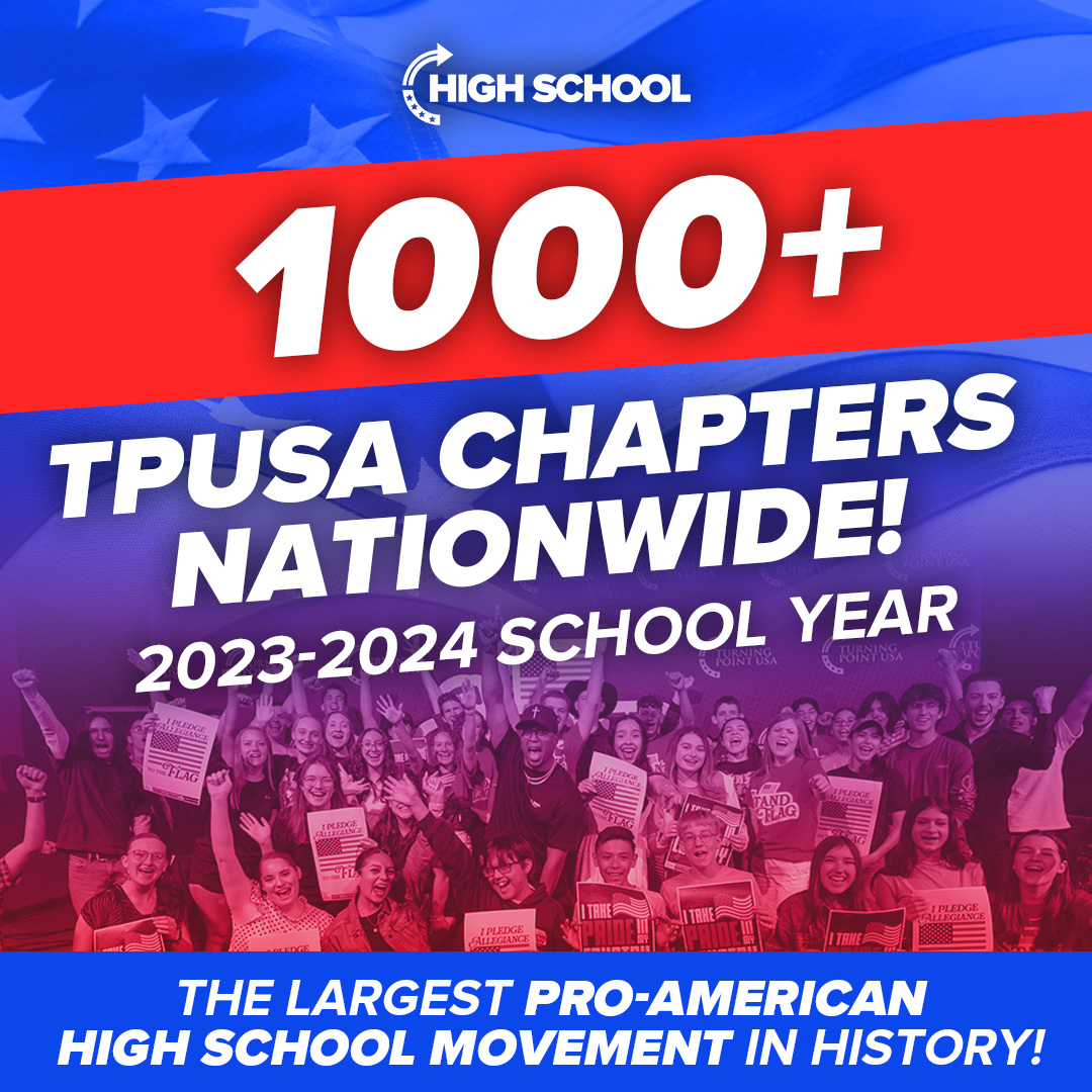 Another MILESTONE for TPUSA Students! We are the LARGEST Pro-American High School movement in history! Start a Chapter TODAY 🇺🇸

🔗 tpusa.com/getinvolved