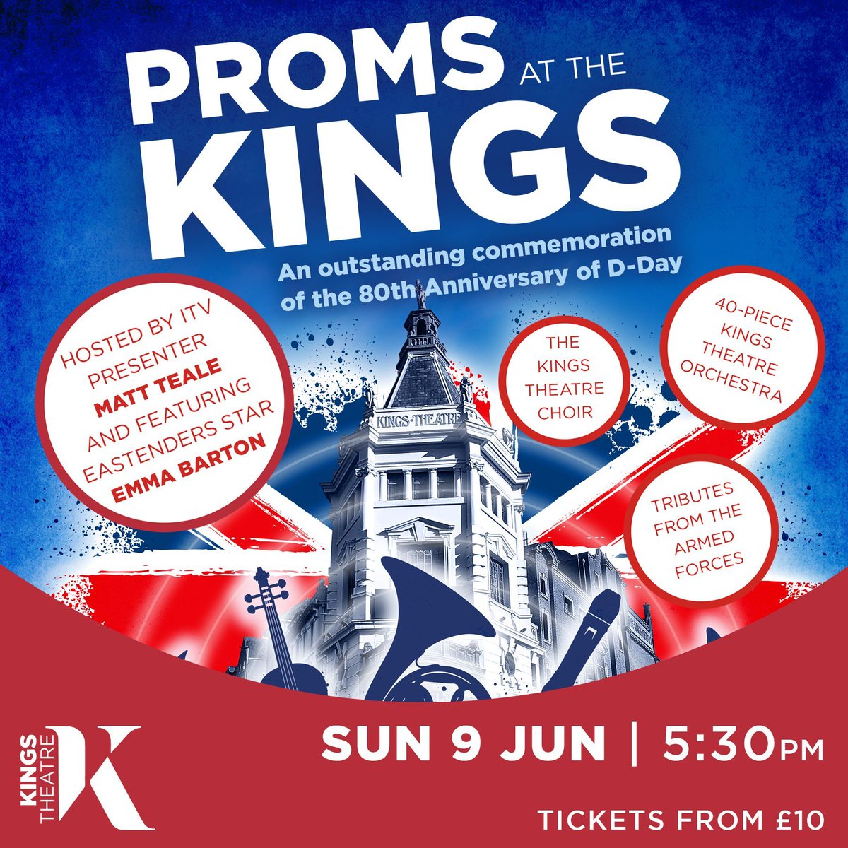 Join us at The Kings to commemorate the 80th Anniversary of D-Day. Hosted by ITV's Matt Teale and will feature Eastenders star Emma Barton along with The Kings Theatre Choir and the 40 Piece Kings Theatre Orchestra. 📅 Sun 9 Jun 🎟️ Tickets ➡️ buff.ly/4dwpQpp