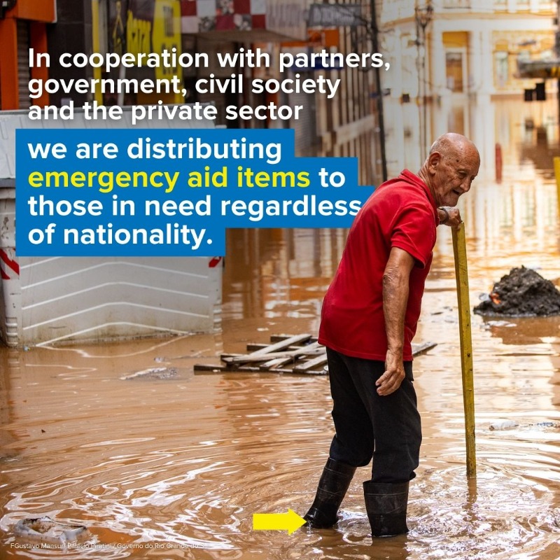 Refugees's tweet photo. A major climate catastrophe has hit Brazil and has forced hundreds of thousands of people to flee their homes, including many refugees and migrants.

We urgently need your support. Give today. https://t.co/7jO7Mm66Ix