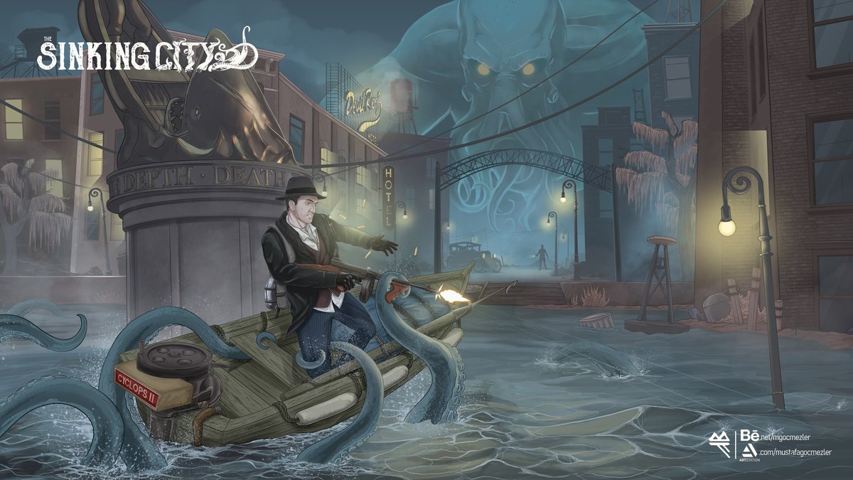 'Navigating the submerged lanes of Oakmont, I'm compelled to steal a glance beyond the bow of my motorboat.  What sort of entities might lurk beneath the water's surface…?'

🎨 The Sinking City FanArt by @mustafagocmezlr

#FanArtFriday #SurvivalHorror #Lovecraft
