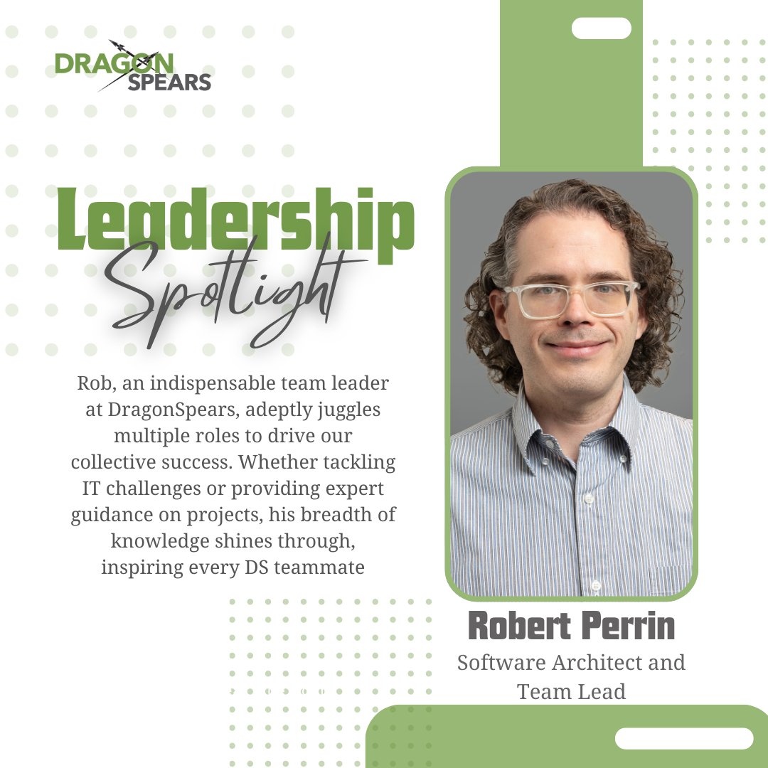 Spotlight on Robert Perrin, our exceptional Software Architect and Team Lead! Robert's visionary leadership and technical expertise drive our team to new heights. Join us in celebrating his contributions to our success. 

#LeadershipSpotlight #TeamLead #TechInnovation