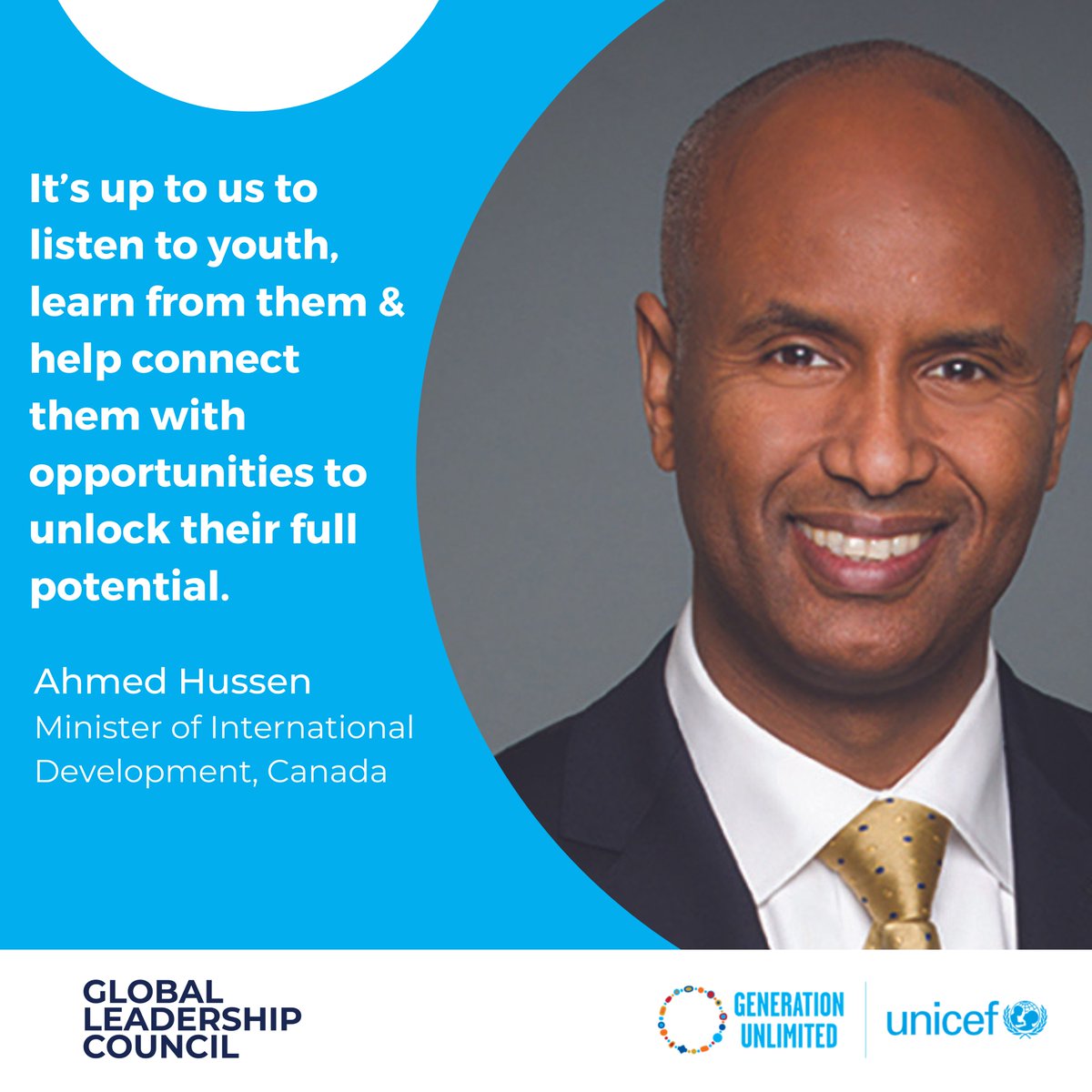 🗣️At the @GenUnlimited_ Global Leadership Council, @CanadaDev Minister Ahmed Hussen highlights the crucial role of securing meaningful livelihoods for young people. Read more🔗 uni.cf/3JRKumb. #SkillsRightNow