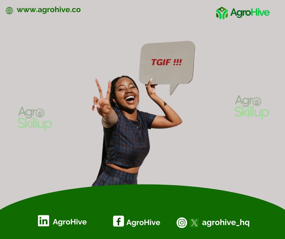 agrohive_hq's tweet photo. It's Friday, spread some positivity and kindness.
Wishing you a restful and memorable weekend ahead.
#TGIF
#AgroHive
#Positivity
#Weekend https://t.co/VzJ4QrDnKz