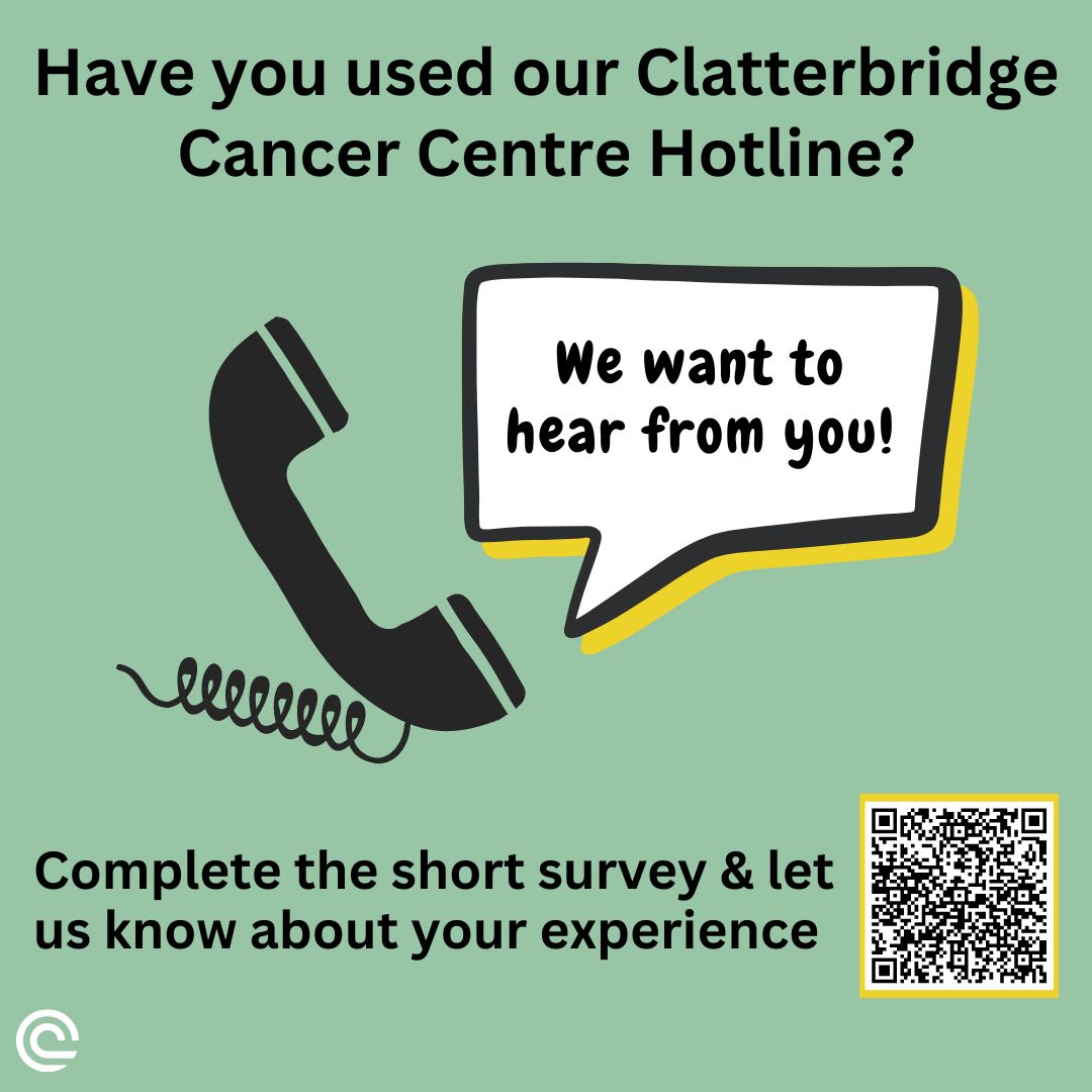 📞 Have you used our Clatterbridge Cancer Centre Hotline? If so, we want to hear from you! Please take a moment to complete the short survey and let us know about your experience to help us improve our services. You can scan the QR code or visit 👉 orlo.uk/hOWgH