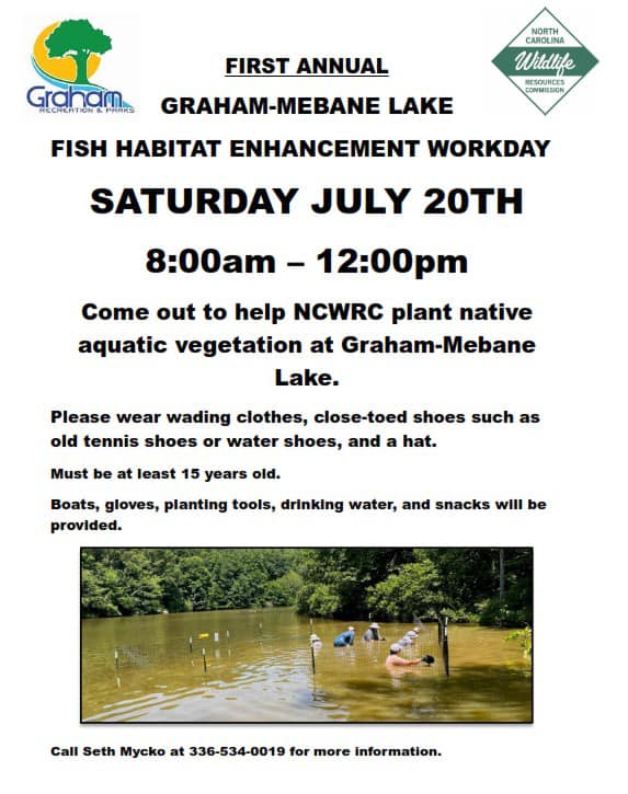 For more information about this project or to sign up to volunteer, please call Seth Mycko with the NCWRC at (336) 534-0019 or email seth.mycko@ncwildlife.org. @NCWildlife