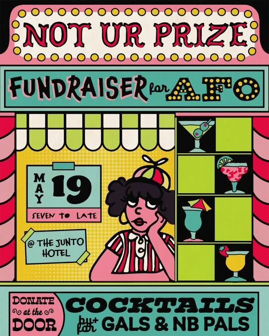 To wrap Fund-a-Thon, the lovelies at Not Ur Sweetheart are throwing us a carnival bash hosted atop the Junto Hotel at the Brass Eye! 🎟️ Donate at the door—all proceeds benefit AFO 🎪 21+ with N/A options available 🍭 Tunes from our fav, Candy Rain