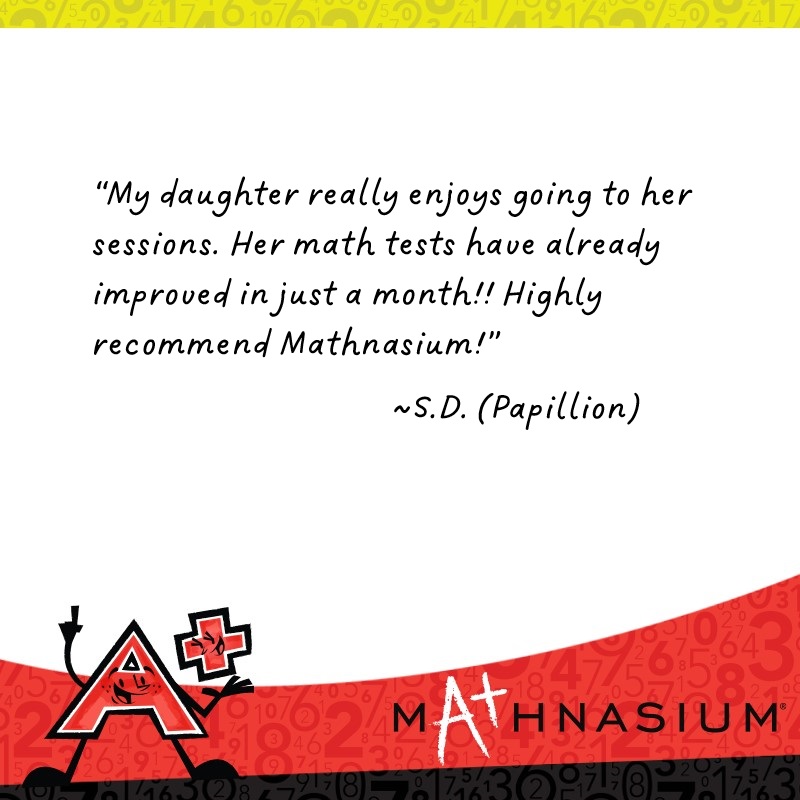 Woo hoo - it's #FeedbackFriday! This proud mom sees improvement at school after just a few weeks. We're proud of her daughter too - she earns straight As in her other subjects, and that math A is coming! #GrowthMindset #MathIsFun #MathnasiumOfPapillion