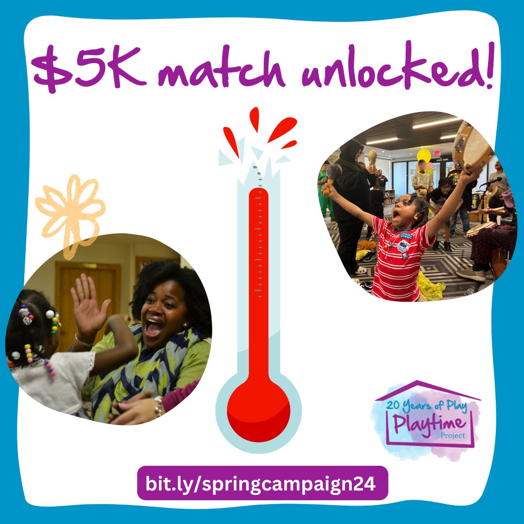 ProjectPlaytime's tweet image. You did it! Thanks to supporters like you, The SuPau Trust's $5k match was unlocked, doubling your gifts. We've raised $28,878 so far-let's keep going to support transformative play programs for children experiencing #housinginsecurity! bit.ly/springcampaign… #SpringIntoPlaytime