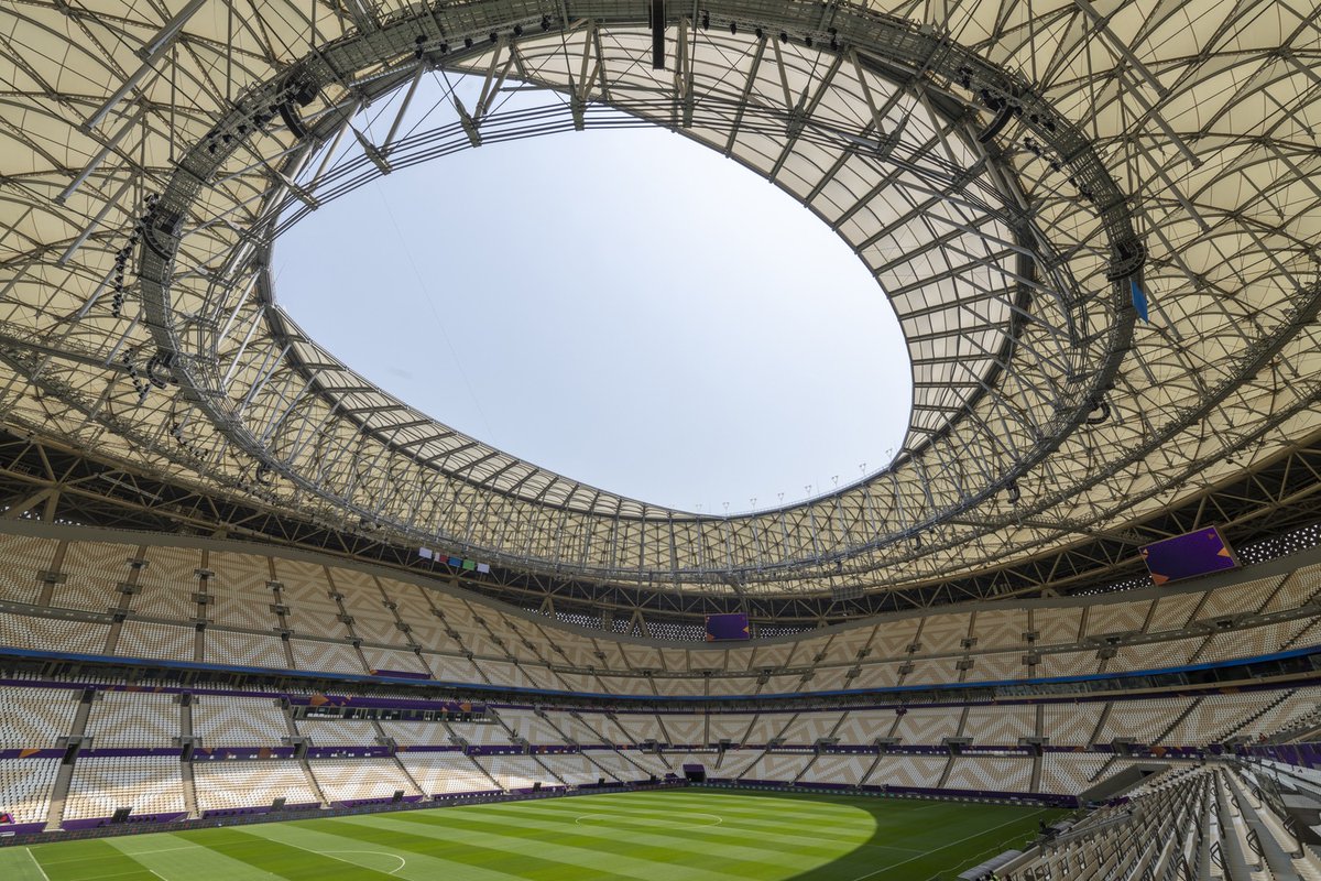 The #facade of the Lusail FIFA #Stadium features triangular openings that visually reinforce the bowl’s structural diagrid and form a perforated screen to provide shade and filter dappled light onto the internal concourses. ow.ly/TAMw50RB95U #architecture