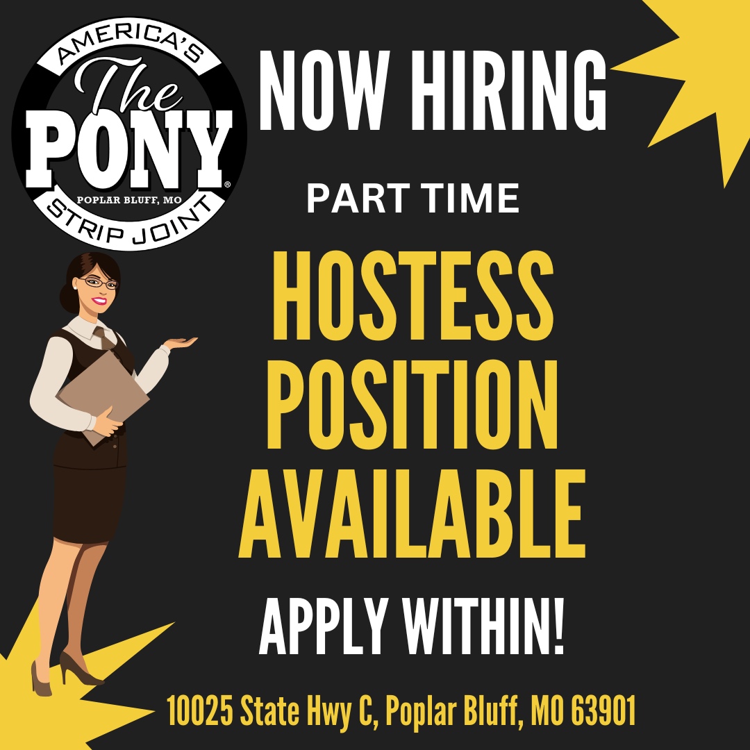 We are accepting applications for FRONT DOOR HOSTESS! Apply in person. . . . #nowhiring #jobhunt #jobsearch #jobseeker #employmentopportunity #thepony #poplarbluff #ponypoplarbluff #hostess #parttime