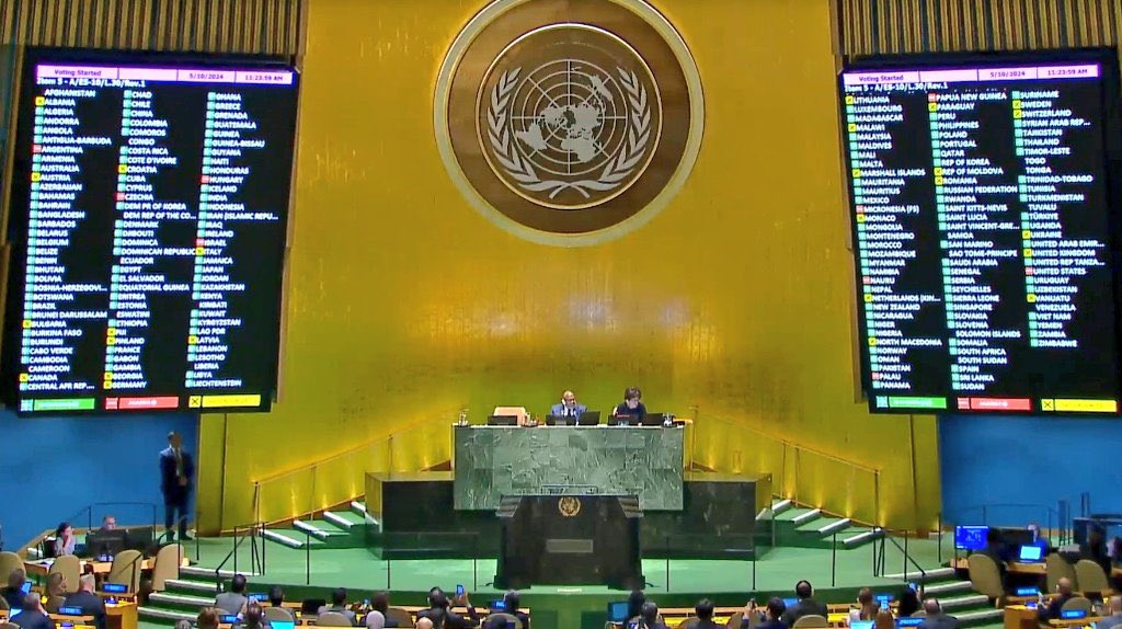 India votes in favour at UNGA vote for reconsideration (by UNSC) of Palestine’s membership into the UN…