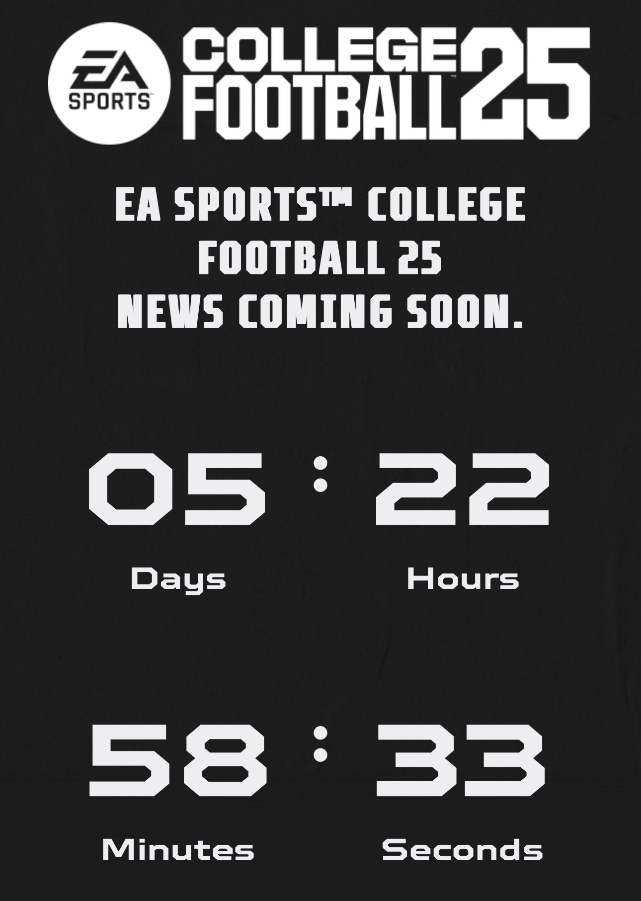On3 on X: “EA has a count down timer for the EA College Football 