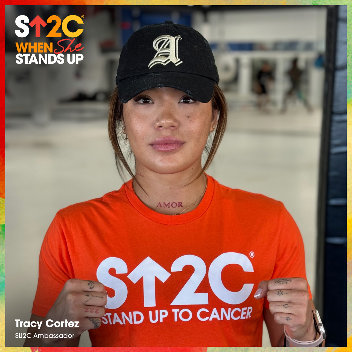 SU2C's tweet image. #WhenSheStandsUp, she honors her loved ones. UFC athlete, Tracy Cortez, lost her mother and her brother to cancer. This has empowered her to raise awareness for cancer patients everywhere. Your contribution can help fund groundbreaking cancer research that will help patients like…