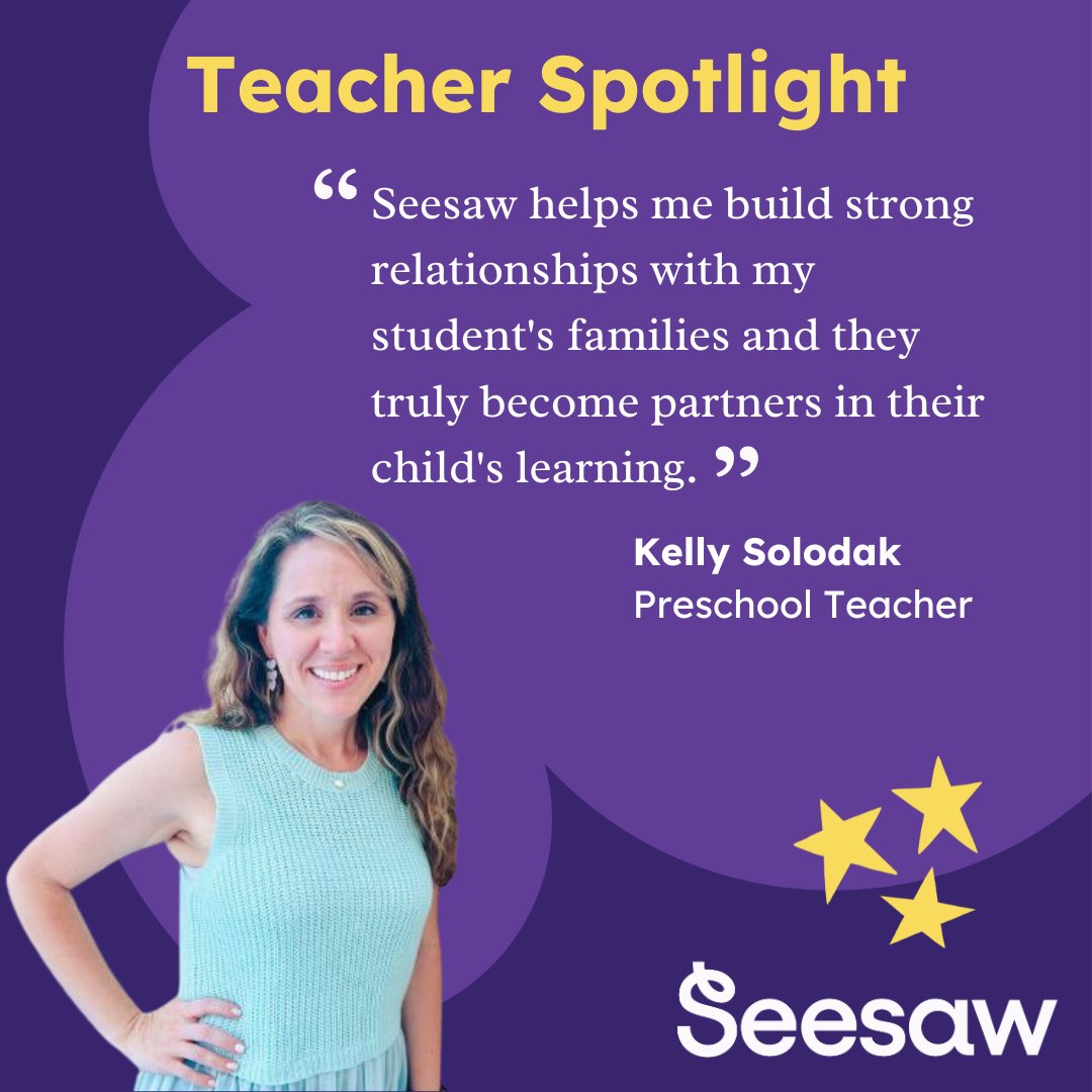 🌟 Teacher Spotlight Alert! 🌟 Meet Ms. Kelly Solodak, a rockstar preschool educator taking family engagement to the next level with Seesaw! 🚀📚 Learn more about how Ms. Solodak and other educators are using Seesaw in our digital scrapbook: bit.ly/4bbpi6S
