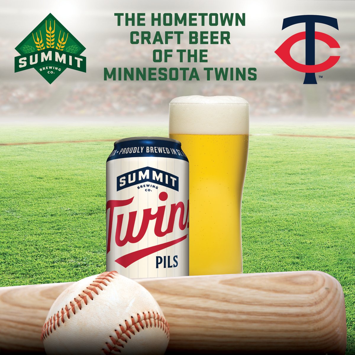⚾ Beer we go, Twins! Beer we go! 🍺 Is there anything better than baseball and beer? Summit Twins Pils is an unfiltered German-style pilsner that boasts a creamy white head and full body.