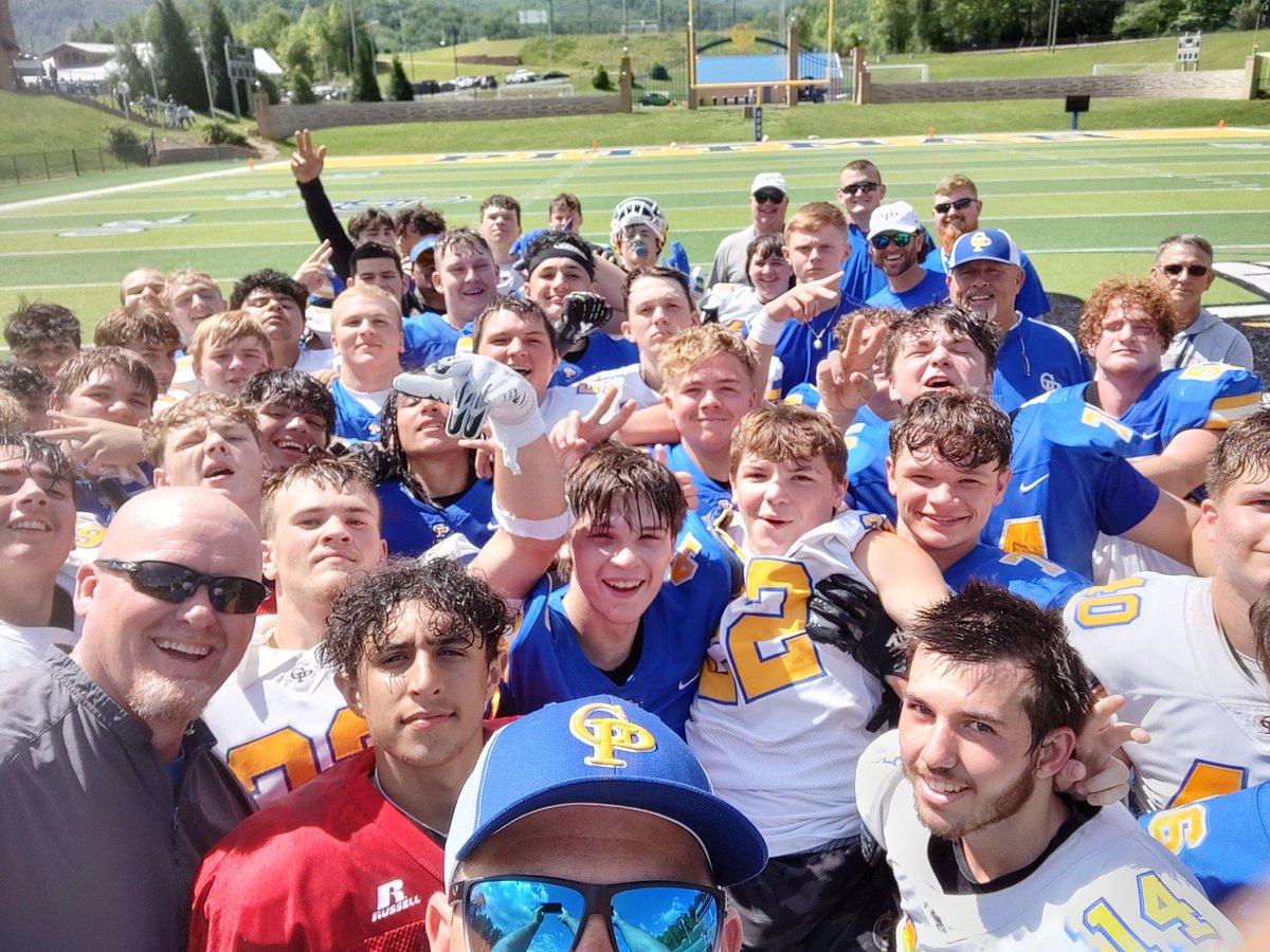 Blue wins the scrimmage but we're all still Highlanders! Great spring practice for G-P Football!