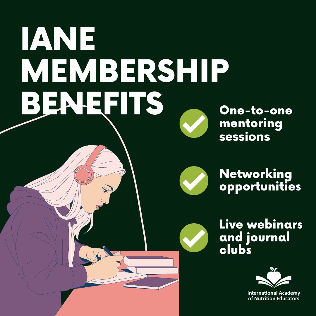 Members of the International Academy of Nutrition Educators are entitled to many benefits. For the full list of benefits, please visit: bit.ly/3AYFTII