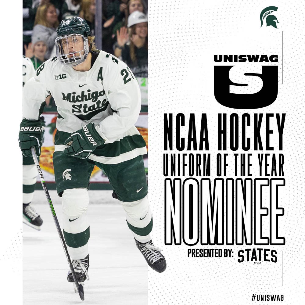 UNISWAG NCAA Hockey Uniform of the Year Nominee presented by States & Co

@MSU_Hockey is up for the best uniform of the 2023-24 NCAA Hockey season!

Click here to vote: bit.ly/2sHF6u9

#uniswag