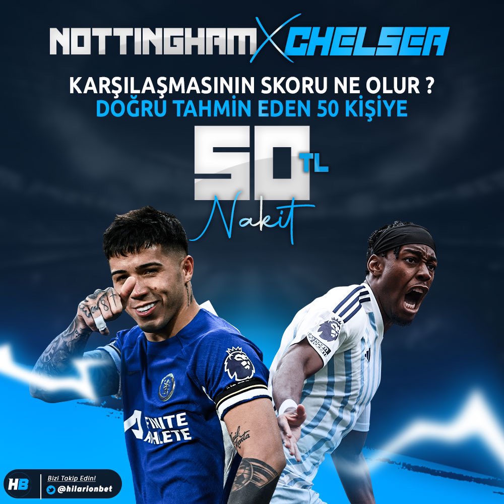 ✅ Güncel Adresimiz 👇 🌐 tinyurl.com/hilarionbet #Nottingham 🆚 #Chelsea ➡️ Skor Ne Olur? ✅ Doğru Tahmin Eden 50 Kişiye👇 🎁 💵 50₺ Nakit Ödül! 🔹Telegram Hesabımızda Paylaşılan Gönderinin Altına Yorum Olarak SKOR Tahmininde Bulunabilirsin! ⚠️ Etkinliğe Katılmak için 👇…