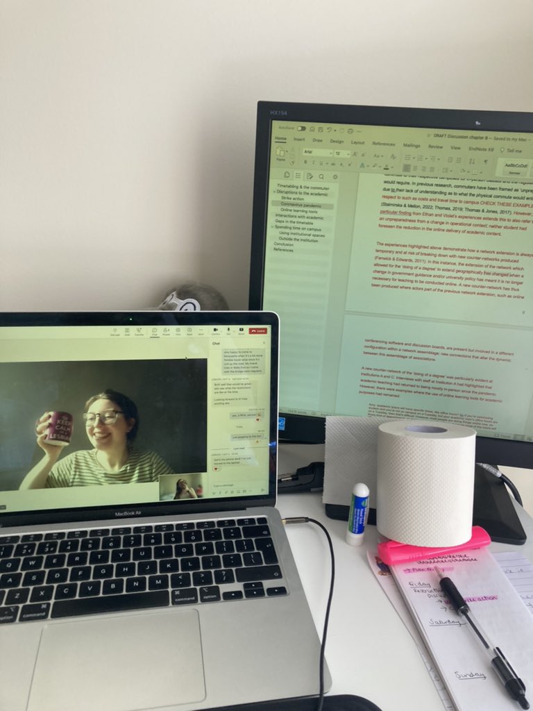 emaslin94's tweet photo. Grateful for PhD pals like @caitjob making the writing process that bit nicer 🌞 would fully recommend an online writing retreat with pals! Also ft. our supplies for collective colds 🤧 #phdlife https://t.co/lANwdLbUPH