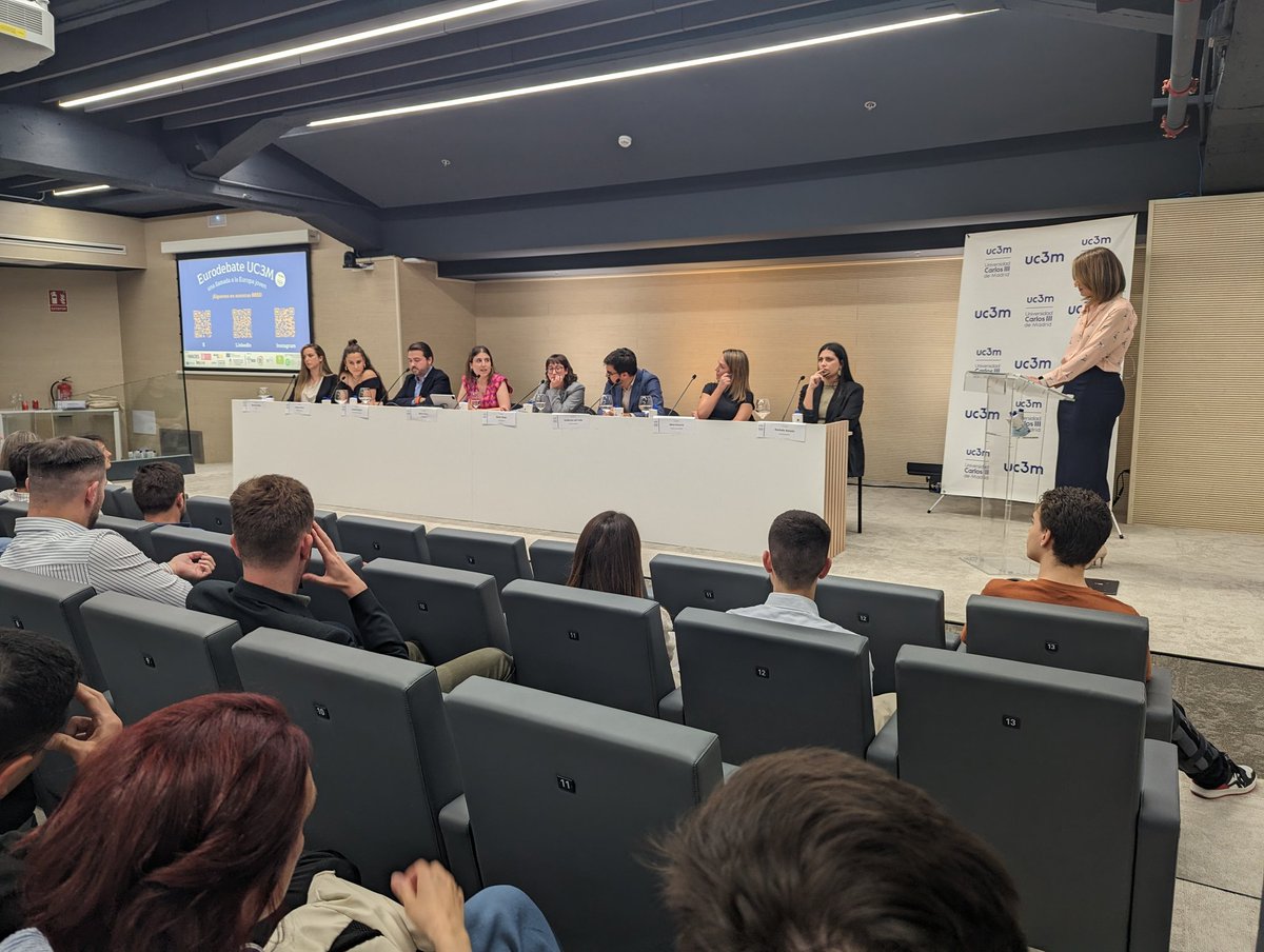 No os lo perdáis! Ya están aquí los representantes de los partidos y la moderadora @SIntxaurrondo Podeis seguir el #EurodebateIC3M sobre Juventud y Europa @MACIES_UC3M @uc3m