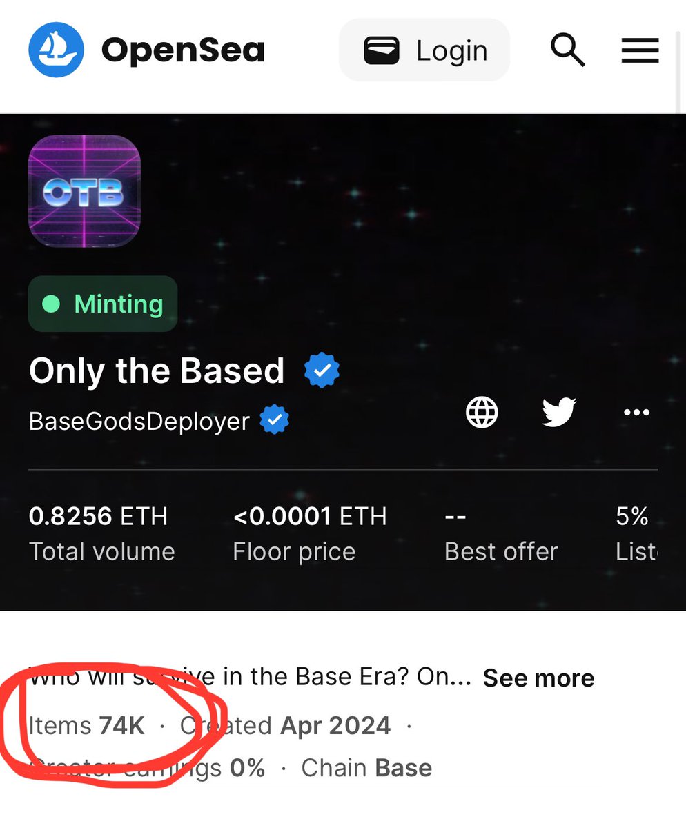 “Only the Based” has reached nearly 75,000 mints in its first 24 hours. Seems many are ready for the Base Era. Are you? Mint it on @opensea: opensea.io/collection/onl…