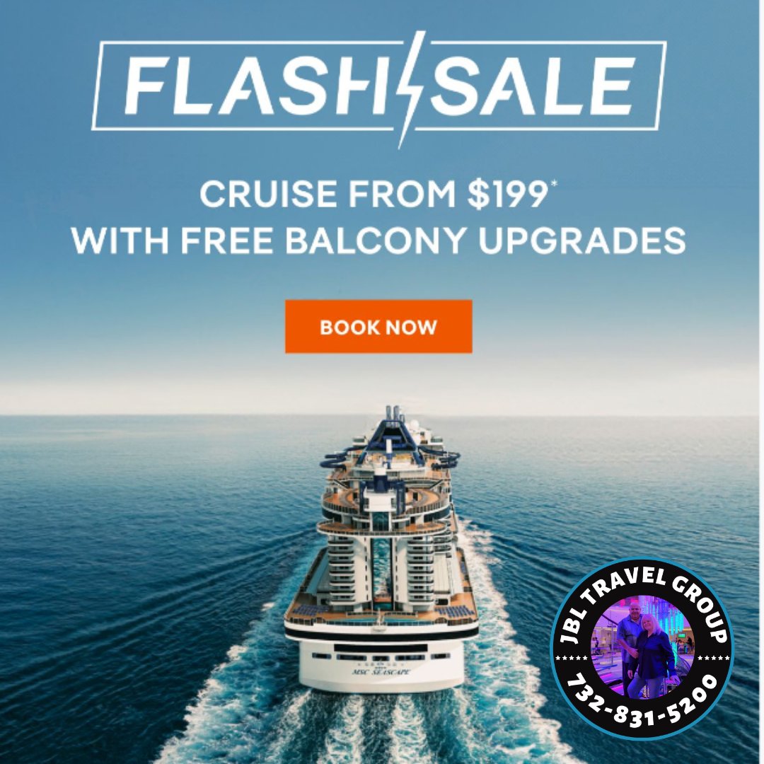 #Cruise from $199 with Free Balcony Upgrades. Sail from Miami, Orlando (Port Canaveral), or New York City (Brooklyn) to the Caribbean and The Bahamas, Bermuda, or Canada & New England. #MSCCRUISELINE Call the #jbltravelgroup today this offer ends on May 12th