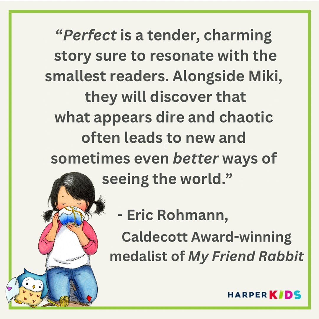 W_T_Brown's tweet image. It's another positive review for our upcoming #picturebook PERFECT (pictures by @StudioYukoJones, words by me). A huge thanks to Caldecott Award winner Eric Rohmann for the kind words. Available for pre-order & RTs appreciated #BookRecommendations #AANHPI