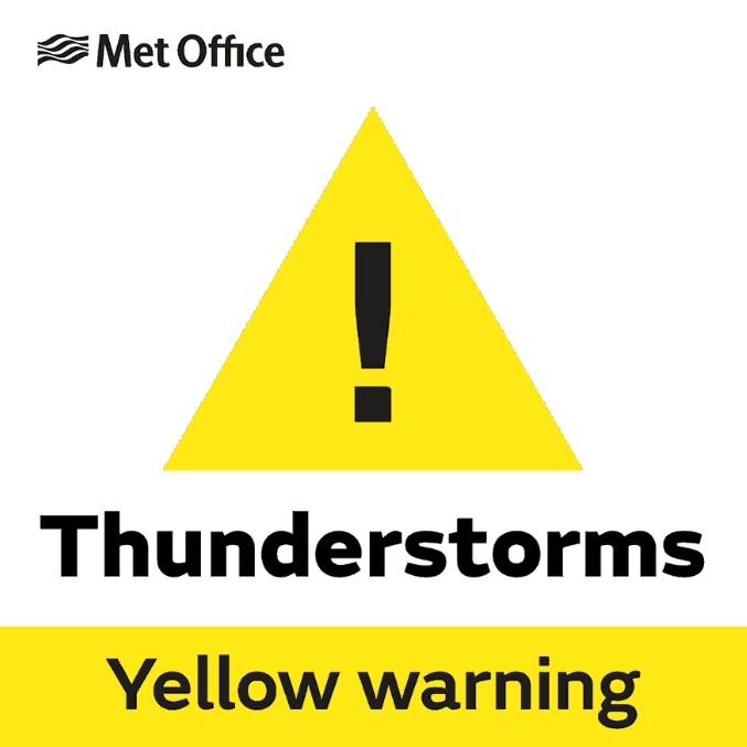 The @metoffice have issued a Yellow alert for thunderstorms across London and South East England on Sunday 12 May 2024: bit.ly/4dxf6Hf