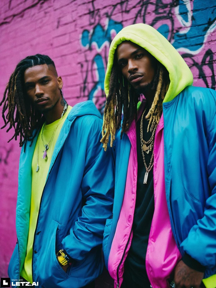 --> Another BANGER from @letz_ai Neon yellow, electric blue, and magenta = 😍 Prompt ➡️ ALT #AIFashion #LetzAI
