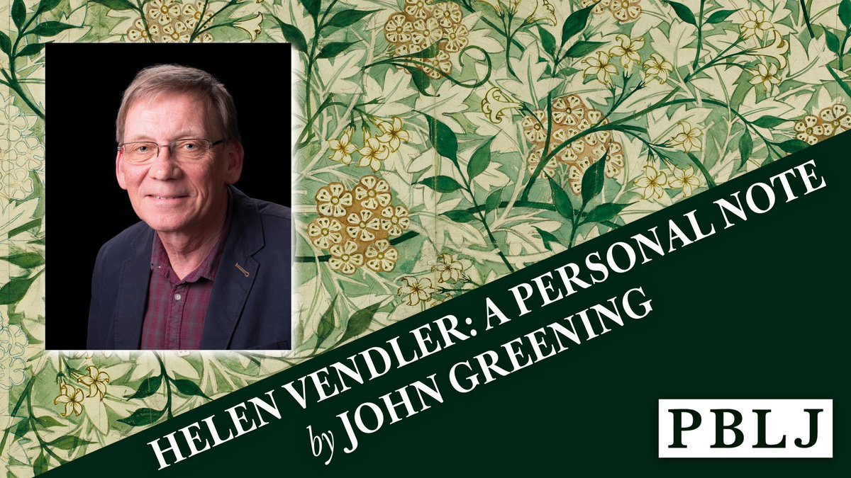 And finally, we have this moving prose piece by @GreeningPoet, about the significance of the work of American poetry critic Helen Vendler and its influence on him. rb.gy/duecvl