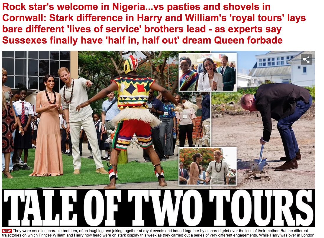 #FODailyMail #FOHarryandMeghan  Prince William is not competing with the Nigeria sideshow.  Prince William looked amazing and they purposely use this pic.