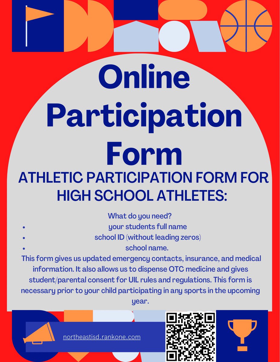 Online forms are live for the 24-25 school year! All athletes must have an athletic participation form prior to participate in any athletic events for the 24-25 school year @NeisdAthletics @leevolsbooster @leeneisd