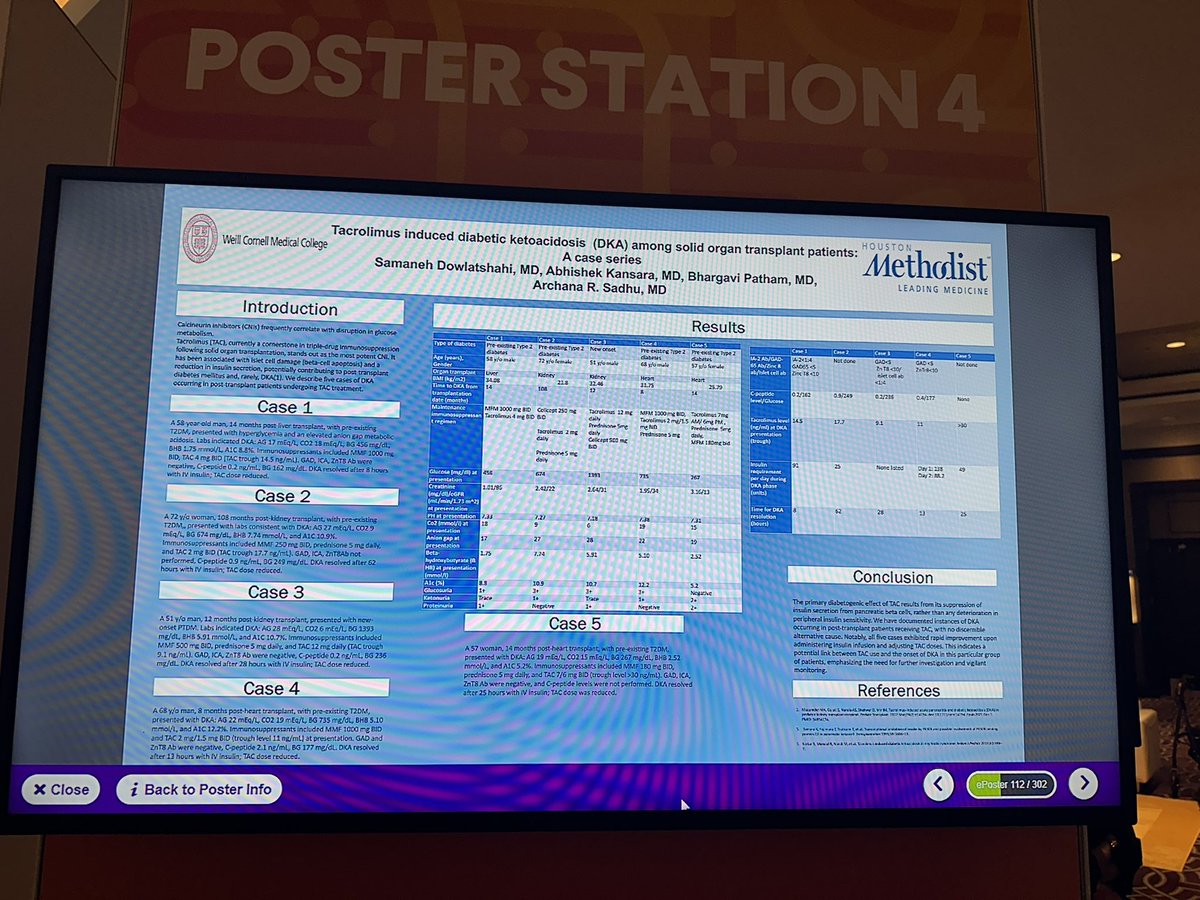 SamanehDowlat's tweet photo. Tacrolimus induced DKA! Severe insulin resistance! Our posters for AACE 2024! #aace2024 @TheAACE @ArchanaSadhu https://t.co/sw4Vds1FDT