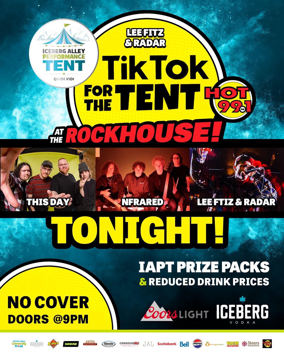 Join us TONIGHT, and cheer on This Day, Infrared, and Lee Fitz & Radar! Who will be the opening act for Marianas Trench on June 26th? The decision will be made TONIGHT! Come down and show your support for your favourite artists. Let's make this a night to remember! @hot991fm
