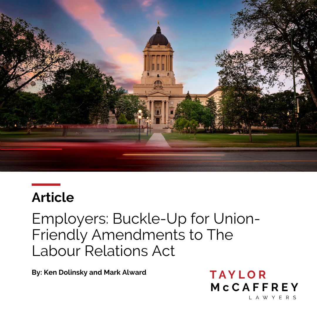 Ken Dolinsky and Mark Alward discuss recent amendments to the labour relations landscape in Manitoba, providing significant union friendly changes in organizing and labour disputes. 

To read the article, visit our website - tmlawyers.com/?resources=emp…

#labourlaw #union #tmlawyers