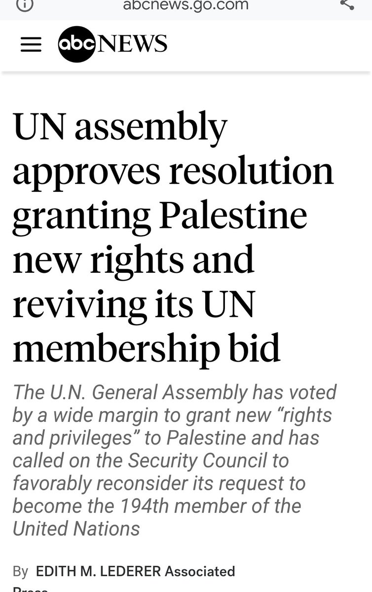 @johncusack Breakeing: UN ASSEMBLY VOTED FOR PALESTINE AS A STATE OF FULL MEMBERSHIP IN THE UN to become 194th member.