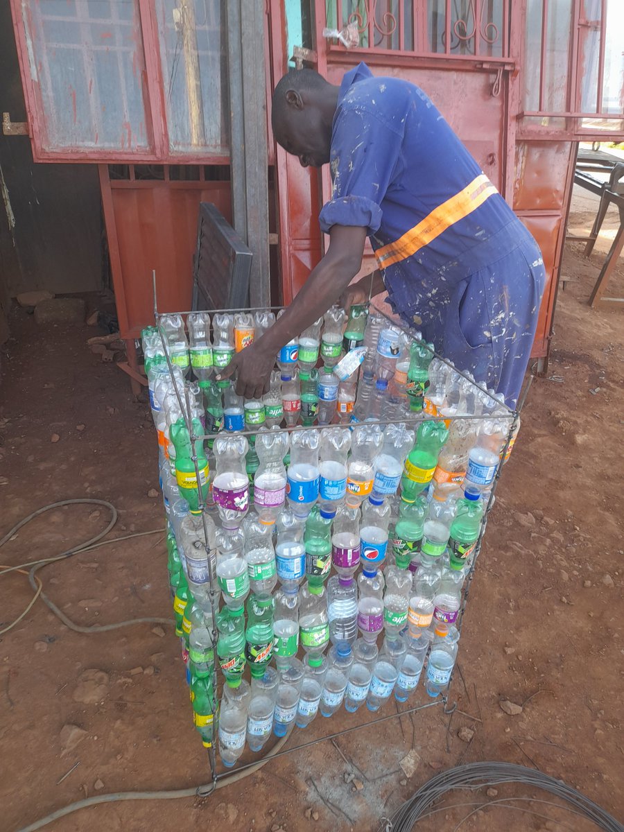 Today Our partners from @AfrikovationHub Entrusted us to design and create a waste bin from their plastic bottles #Beatplasticpollution @EAcarbonmarkets @KUEMA23 @OshatakaWaste