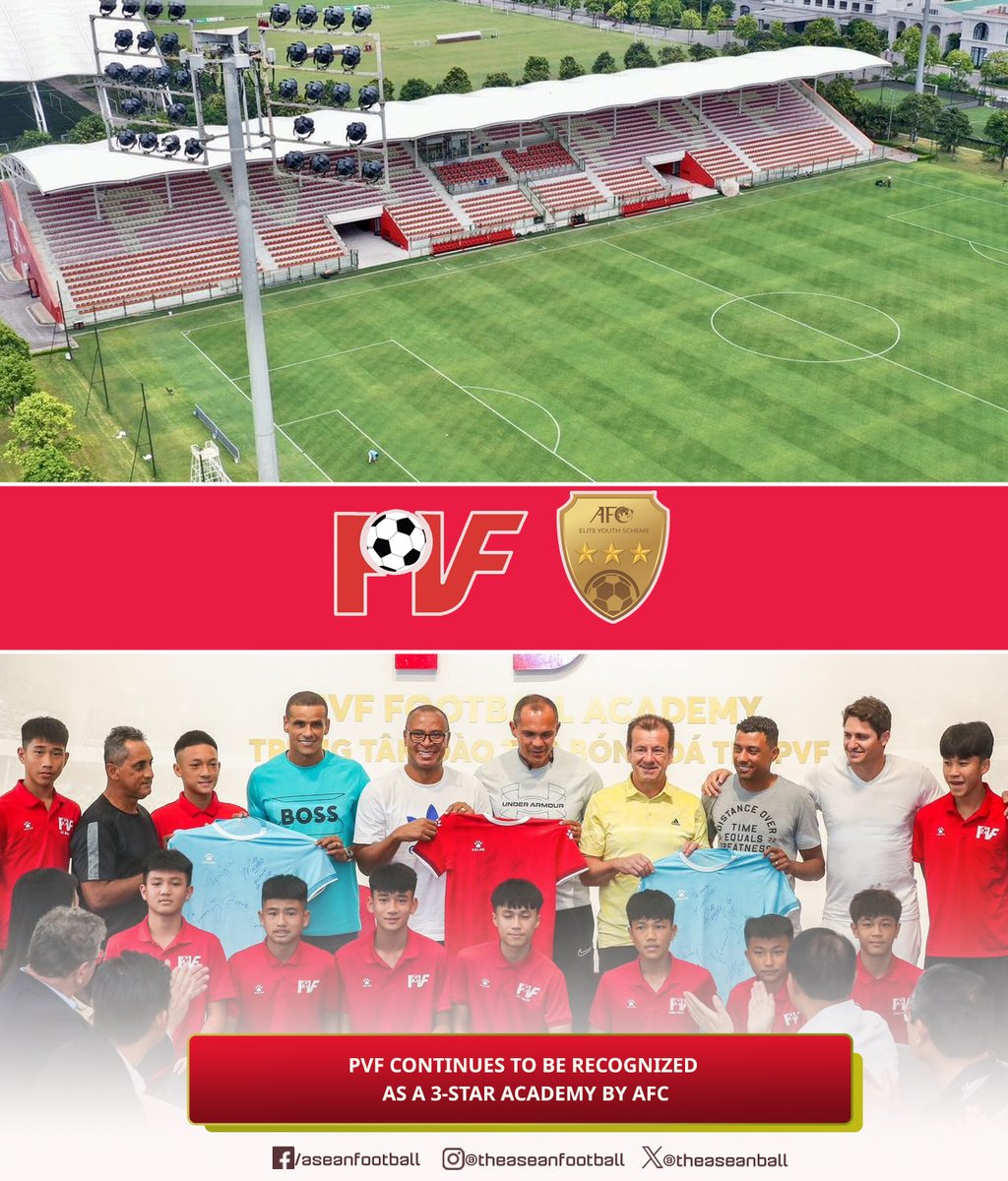 🌟 PVF Football Academy 🇻🇳 continues to be recognized by the Asian Football Confederation (AFC) as a 3-star academy under the AFC Elite Youth Scheme. This is the first and only academy in ASEAN to enjoy the status. #PVF #VFF